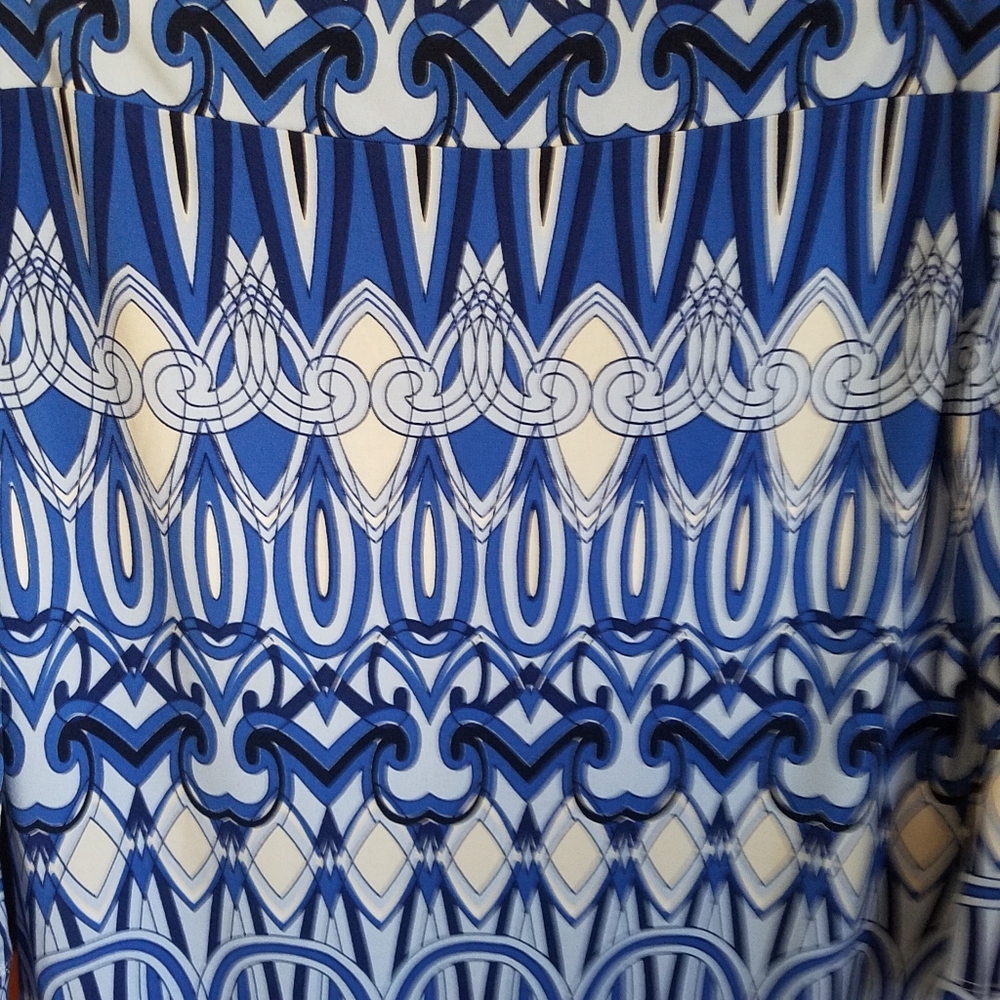 Donna Morgan Blue & White Dress - Picture 2 of 5